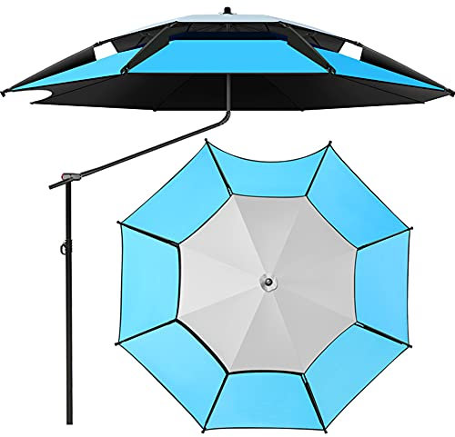 ACXZ Ombrellone da Pesca da Esterno a decentrato da 2 m / 2,2 m, Angolo Regolabile/Rotazione di 360 ° / Impermeabile/Protezione UV/Antivento, con Borsa (Blu)