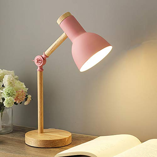 Mengjay Lámpara de escritorio giratoria de madera-E27-lámpara de mesa retro con brazo articulado ajustable-lámpara de noche vintage-lámpara de estudio-lámpara de trabajo-lámpara de oficina