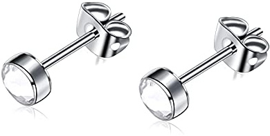 G23 Titan Ohrstecker für Damen Herren Mädchen Ohrringe Hypoallergen Nickelfrei 3mm/4mm/5mm/7mm Kristallohrringe Ohrschmuck Geburtstagsgeschenk