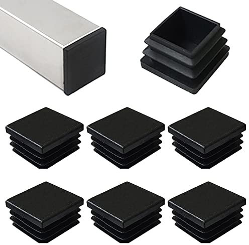 HJYZY Tapón de plástico cuadrado negro de 60 x 60 mm para tubos cuadrados, tapa de extremo de poste de tubería para tubos de metal, cerca, inserto de deslizamiento sillas y muebles, 6 piezas