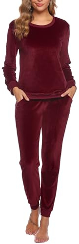 Wayleb Pigiama Donna Invernale Velluto Due Pezzi Manica Lunga | Velluto Morbido e Caldo, Girocollo, Manica Lunga, Due Pezzi, Pantaloni Elastici con Tasche, Autunno Inverno, Casa e Relax