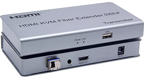 HDMI KVM Fiber Extender OVER IP，HDMI KVM Fiber Optical Switch Extender 20KM over IP LC SC Fiber cable USB 2.0 KVM Sharing keyboard mouse Switch For PS4 Monitor (TX+RX)