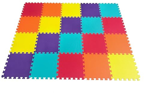 20 Pieces Foam Floor Square Tiles, Interlocking Foam Floor Mat, Puzzle Floor Mats, Exercise Gym Workout Mats – Multicolour
