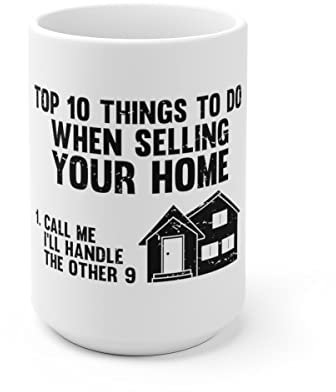 Weiße Keramiktasse, witzige Immobilienmakler, Immobilienmakler, Agenten, Wortspiel, humorvolle Eigenschaften, Gutachter, Arbeiter, Buchhalter, 425 ml