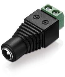 conecto Hollow Plug Adapter 5.5 x 2.1 mm Hollow Socket 2-Pin Terminal Block | Low-voltage adapter for connecting bare power and ground cables to a 5.5 x 2.1 mm DC hollow socket up to 12 V