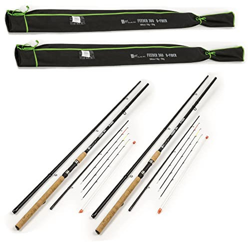 Zite Fishing Feederrute 3,60m – Steckrute Feeder-Angeln 50-150g - Friedfisch Angelrute mit Wechselspitzen & Korkgriff - Ideal für Futterkorb Angeln 2 Stück