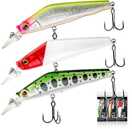 DONQL Wobbler zum Zanderangeln, Zander Hecht Wobbler Set, Flachlaufend, 3 Stück Wobbler Köder Hecht Zander Barsch, 8cm - 9,6g - Raubfisch Kunstköder Angeln für Zielfische Hecht, Barsch, Zander