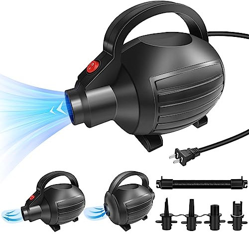 VOFiTNY Air Mattress Pump Track Pump, 600W Air Pump for Inflatables, Electric Pump for Airbed Gymnastics Mat Pool Toy Float Raft Airbed Quick Inflate/Deflate with 4 Nozzles 220V AC