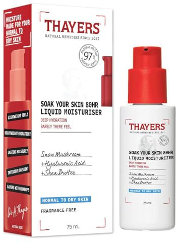 Thayers Your Skin 80HR Flytande Moisturizer – Ansiktskräm med hyaluronsyra och snösvamp – Dermatologiskt testad hudvård för normal och torr hud – 75 ml
