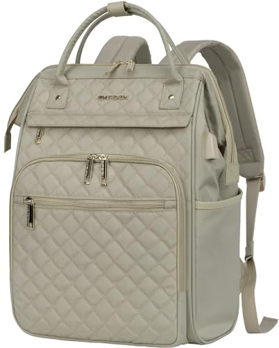 EMPSIGN Zaino Donna Porta PC 17 Pollici, Laptop Zaino Multitasche Universita con Caricatore USB, Zaino per Computer per Viaggi/Affari/Scuola/Ufficio, Beige