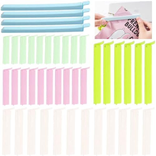42 clip di chiusura 20/14/11/8/6 cm, clip per sacchetti in 5 colori, per sacchetti, clip di chiusura in plastica, per caramelle, noci, snack, sigillare