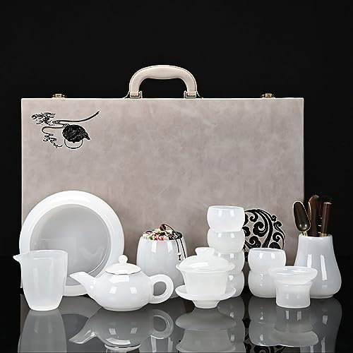 SciAza teiera marocchina teiera ceramica servizio da teServizio da tè in porcellana di vetro e giada, servizio da tè Kung Fu in porcellana bianca per uso domestico(Color:D,Size:)