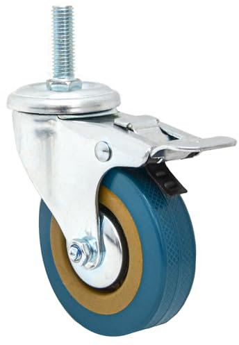 eyepower 1 pezzo. 360° - Rotella per mobili, 75 mm, M10 per ruote di carico pesante, ruote con freno, rotelle, mobili pesanti ruote girevoli e rotelle, 75 mm