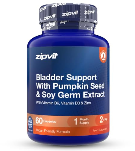 Zipvit Bladder Support with Pumpkin Seed & Soy Germ Extracts - 60 Capsules | Enriched with Vitamin D3, B6 & Zinc - For Men & Women - 1 Months Supply - 3rd Party Tested - Vegan