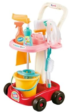 SDMAX Trolley Cleaning Accessories Playset, Role Play, Little Helper Pretend Children Play Set With Trolley, Gardening Tool Set, Sturdy & Safe Design, Lightweight, Easy To Store