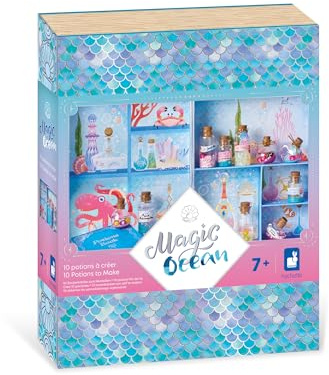 Janod - Magic Ocean - My Magic Potions - Children’s Craft Activity - Arts & Crafts Kit - Kids’ Make-Your-Own Magic Potion - Mermaid Universe - Set for Ages 7 +, J09143