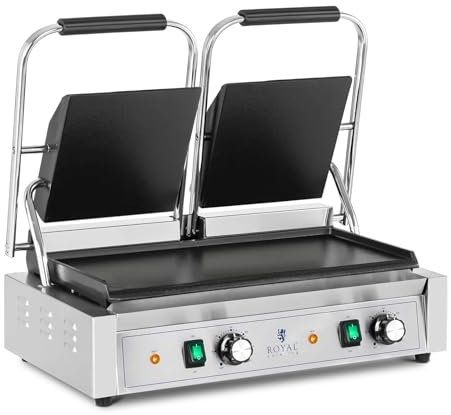 Helloshop26 - Máquina de panini doble tostadora, plancha eléctrica lisa, 3600 W, profesional 14_0004006