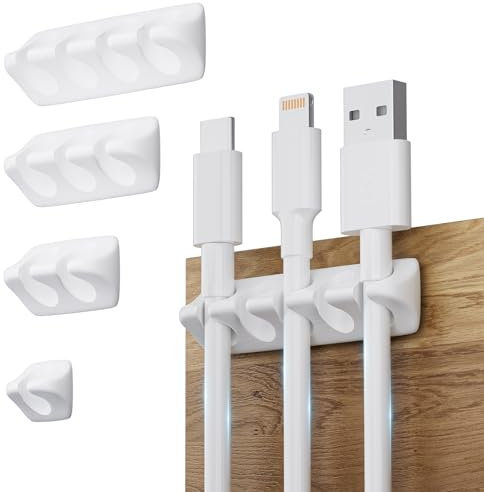 Mojimdo 5Pack Cable Clips Kit, Mojimdo Cable Management for Desktop, Cord Clip Holder for Micro USB Type C iPhone USB to Lightning Charging Cable, Adhesive Cable Organizer for Wall Car Under Desk
