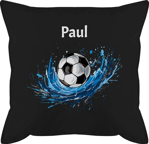 Kissen 50x50 - Fußball Geschenk Fußballfan Geschenke Fußballbegeisterte I Fußballliebe - 50 x 50 cm - Schwarz - für Jungs sitzkissen Fussball fußballfans Name Polster und fussballkissen