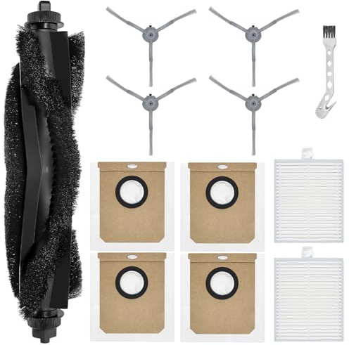 DianSung 12 pieces of Replacement parts for Eufy Clean L60, L60 SES, L50, L50 SES vacuum cleaner accessories, 1 main brush, 4 dust bags, 2 filters, 4 side brushes
