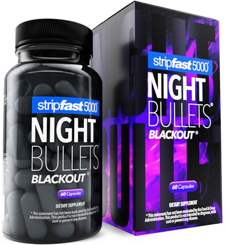 Night Bullets Weight Loss Pills for Women & Men, Stim-Free Nighttime Fat Burner, GLP-1 Support, Appetite Suppressant, Diet Pills with Ashwagandha & CLA, 60 Capsules