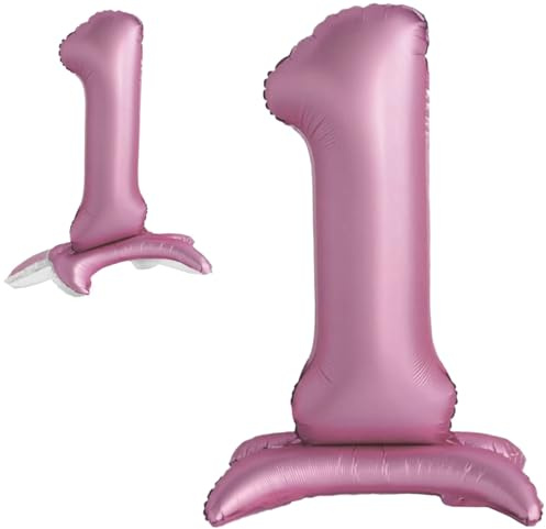 Luftballon 1. Geburtstag Zahl 1 Rosa Stehende XXL Riesen Folienballon 82cm Geburtstagsdeko Mädchen Ballon Zahl Deko zum Geburtstag.
