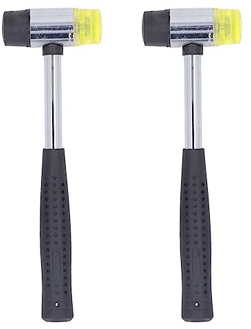 2Pcs Small Rubber Mallet Hammer Tool, Hammer Tapping Block with Detachable End, 25mm Hammers Rubber Mallet with Nonslip Handle for Woodworking