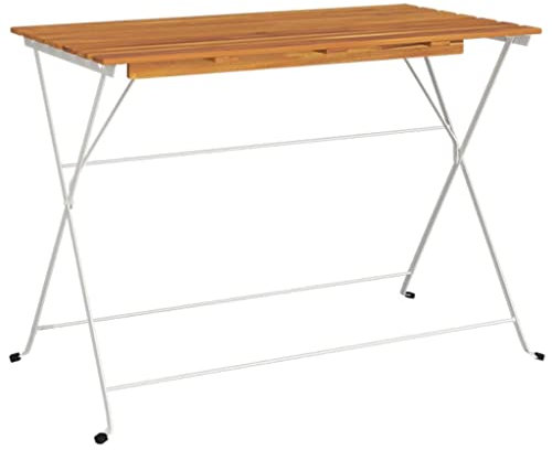 HETFTJN Kleiner Beistelltisch Balkontisch Klein Kleiner Tisch Outdoor Loungetisch Outdoor - Bistrotisch Klappbar 100x54x71 cm Massivholz Akazie und Stahl für Balkon Terrasse Garten Outdoor