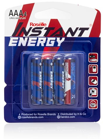Roselle Instant Energy - Batterie AAA LR03/AM4/1,5 V, confezione da 4