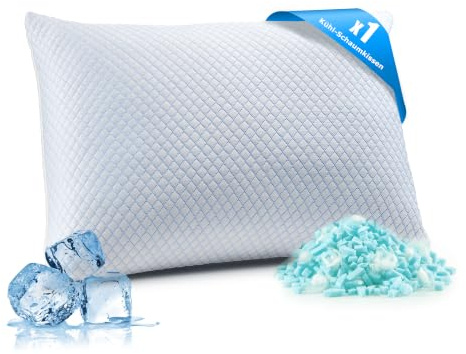 UNIKOME Kühlendes Kopfkissen 40x60CM, Memory Foam Kissen Doppelseitiger, Cooling Pillow Kalt/Warm Abnehmbar, Blau für Sommer/Herbst, Weiß für Winter/Frühling, Oeko-Tex