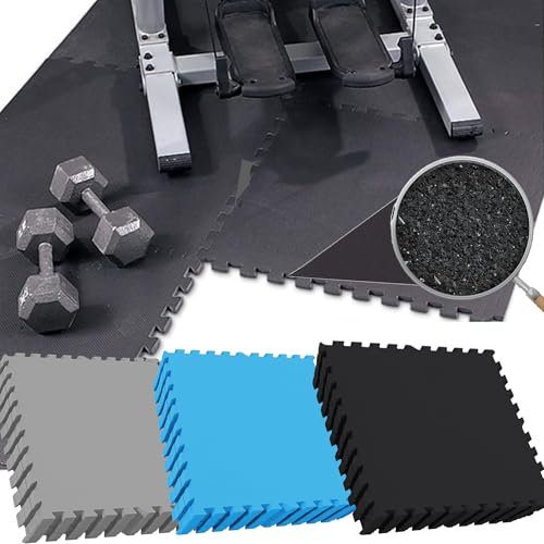 Alfombra para ejercicios puzzle extra gruesa 2,5 cm azulejos entrelazados suelos protectores entrenamiento equipo gimnasio set 6 unidades 60 x 60 cm tatami profesional gimnasia artes marciales