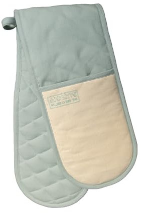 The Great British Bake Off Double Oven Gloves, Heat Resistant Cooking Stove Gloves for Kitchen, Official GBBO Logo, Duck Egg Blue, One Size