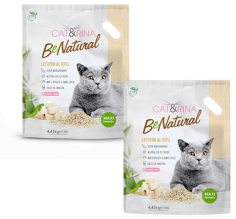Cat&Rina Tofu pflanzliches Katzenstreu, 10 l, Entsorgung im Bio oder Toilette, geruchshemmend, klassischer Duft, 2 Stück