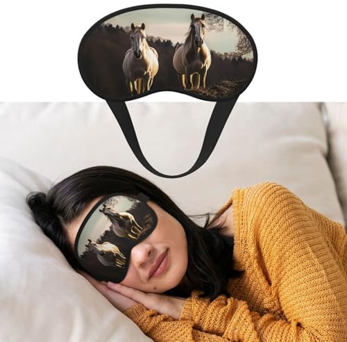 Augenmaske zum Schlafen, atmungsaktiv, lichtblockierend, Schlafmaske, Pferd auf Berg, Nacht, Augenbinde, weich, bequem, Nacht-Augenschutz, für Männer und Frauen, Augenabdeckung für Nickerchen zu Hause