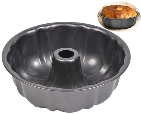 LANYOTA Ring Cake Tin, 24cm/26cm Tin Round Cake Pan Tray, Non-Stick Baking Moulding Tin, Carbon Steel,Fluted Ring Pan