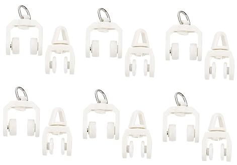 Polea de Riel de Cortina Silenciosa 50 Piezas para Deslizamiento | Beige, Plástico y Acero Inoxidable, Incluye Ganchos, Uso Multiuso, Instalación Sencilla