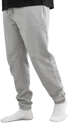 Snocks Jogginghose Herren – Bequeme Sporthose mit Reißverschlusstaschen & kuscheligem Innenfutter – Stylische Laufhose aus 100 % Bio-Baumwolle – Ideal für Freizeit, Training & Alltag L Grau