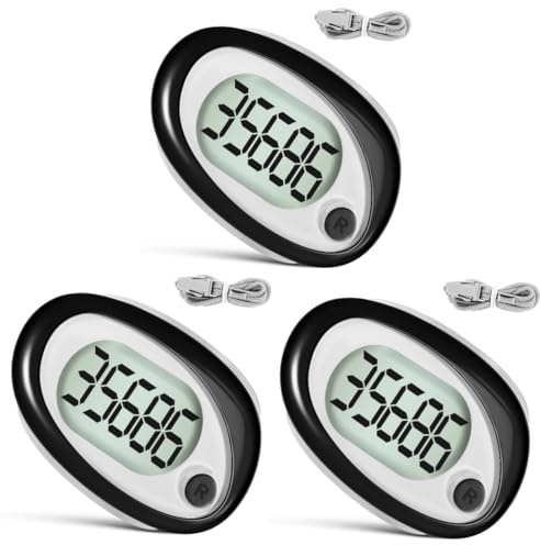 PartyKindom 3pcs Clip Pedometer Accurate Step Counter for Walking Lightweight Portable Fitness Tracker Intuitive Design for All Ages for Hiking and Daily Activity