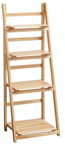 Plant Stand Wooden Ladder Plant Stand 4 Tier Foldable Flower Pot Display Shelf Rack Folding Decorative Storage Free Standing Plant Stands Holder Rack Indoors/Outdoors No Assembly Required,Natural