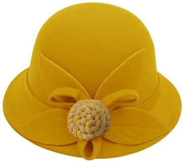 XUCZHAI Avslappnad blommelonhatt för kvinnor, höst och vinter, rund topp, liten modell (färg 5)