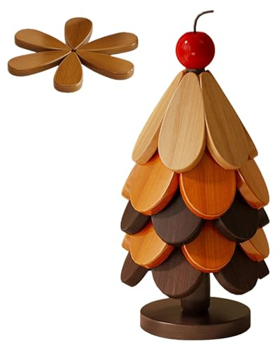 Sottopentola in legno a forma di albero di Natale, pieghevole, resistente al calore, con supporto, per caldi, pentole, ciotole, teiere, natalizi