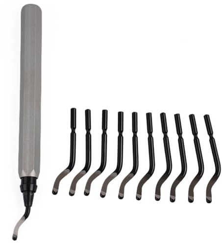 FACAIIO RB1000 Deburring Tool with 10pcs HSS Blades, Rotary Deburr Cutter Metal, for Plastic, 3D Print and Resin Art, Ergonomic Aluminum Handle