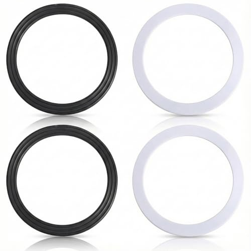 Hopzab 4 Pcs Sink Plug Rubber Seal, 110mm O-Ring Seal Washers Set, Black & White Sealing Gasket for Sink Basket Strainer, Waste Drain, Toilet, Bathroom & Kitchen (Black,White)