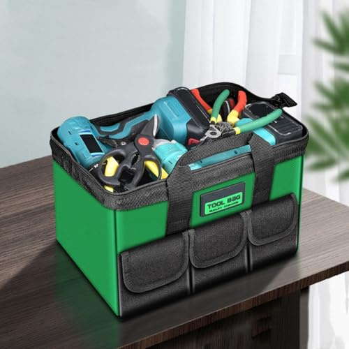 Besttoolifes Sac de rangement pour outils en tissu Oxford de 33 cm pour électricien robuste, résistant à l'eau, multi-poches avec clé et douille durables
