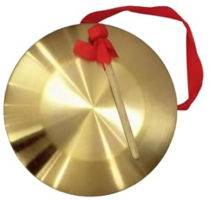 wisoolkic Platillos de cobre para percusión, gongs de cobre, címbalos, rítmicos banda, metal, celebraciones y eventos tradicionales, gong con mazo Para madera, cinta colgante, oro, 22 centímetros