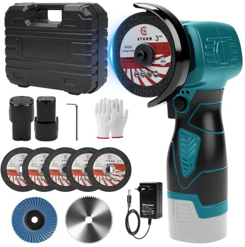 Smerigliatrice Angolare a Batteria 16,8V 75mm con 2 Batterie 1300mAh, Mini Flex 3 Pollici 22000 Giri/Min, Motore 550 in Rame, Disco da 75mm per Taglio, Levigatura e Lucidatura, Senza Fili