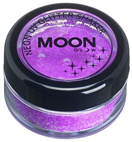 Moon Glow Shaker à paillettes UV néon – Brille brillamment sous un éclairage UV, Violet, 5 g