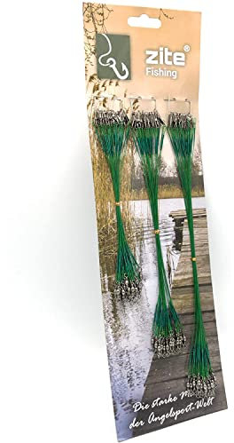 Zite Fishing Stahlvorfach-Set - 75 Stück Hecht-Vorfach Edelstahl zum Raubfisch-Angeln - Stahl-Vorfächer in 3 Längen