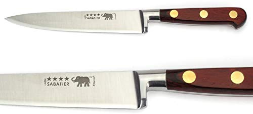 Thiers-Issard Sabatier Aufschnittmesser Allzweckmesser - Klinge 15 cm - Griff Stamina Holz rot - Geschmiedete Profi Qualität