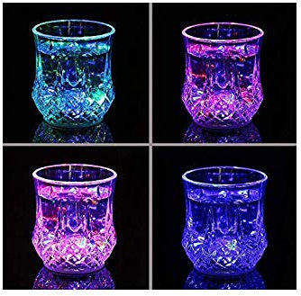 Gwill Bar Glasses Funny,Water Activated Colorful Flashing LED Light Up Shot Glasses Blinking Beer Wine Whisky Vodka Martini Drinkware Glow Glasses Mugs for Bar Club Christmas Party Supplies 4 Pack
